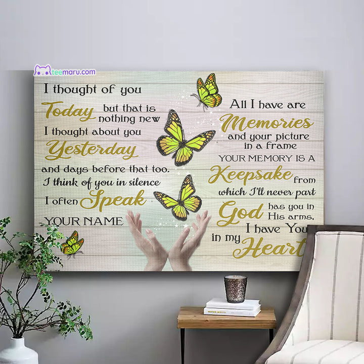 I Thought Of You Today Yellow Butterfly Memorial Canvas CAVA059 TeeMaru