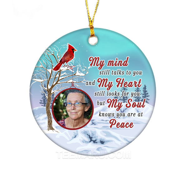 Cardinal My Mind Still Talks To You Personalized Memorial Ceramic Ornament COLVPT0009