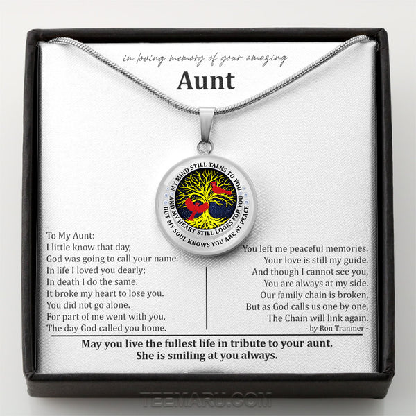 Loss of Aunt Cardinal My Mind Still Talks To You Memorial Necklace MCLVBC0003