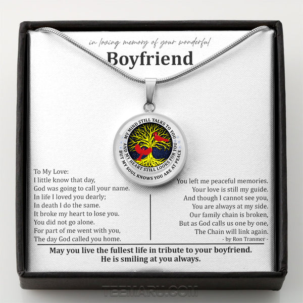 Loss of Boyfriend Cardinal My Mind Still Talks To You Memorial Necklace MCLVBC0003