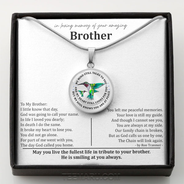 Loss of Brother Hummingbird Memorial Necklace MCLVBC0002