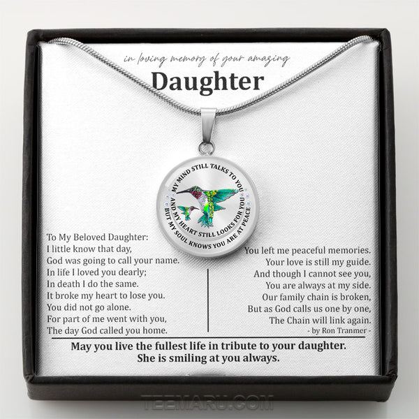 Loss of Daughter Hummingbird Memorial Necklace MCLVBC0002