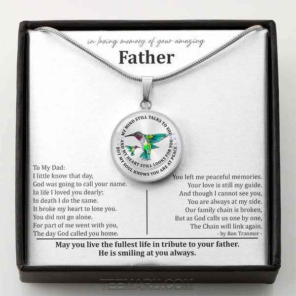 Loss of Father Hummingbird Memorial Necklace MCLVBC0002