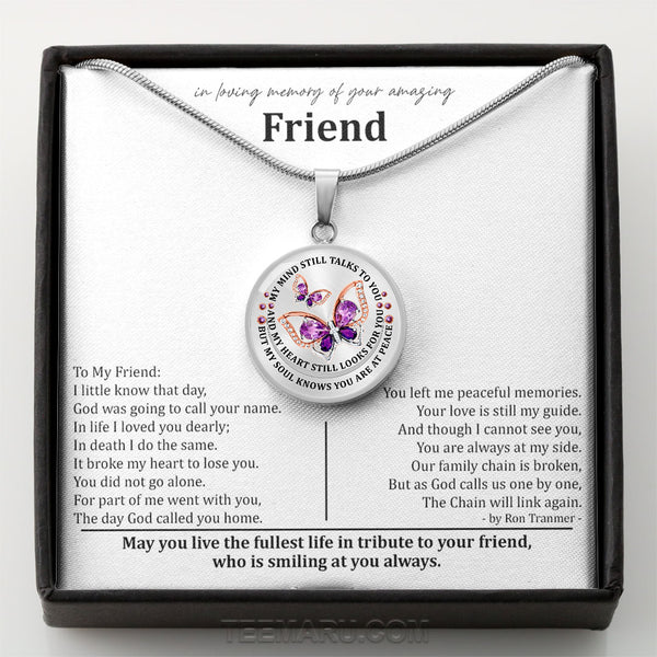 Loss of Friend Purple Butterfly Memorial Necklace Memorial Necklace MCLVBC0001