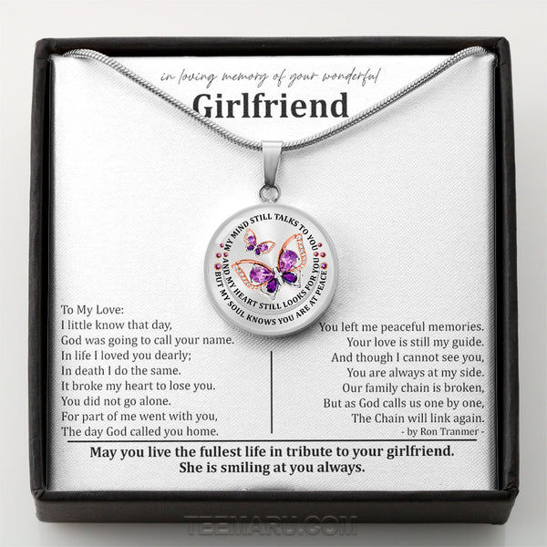 Loss of Girlfriend Purple Butterfly Memorial Necklace Memorial Necklace MCLVBC0001