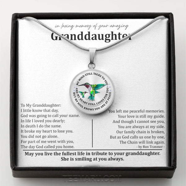 Loss of Granddaughter Hummingbird Memorial Necklace MCLVBC0002