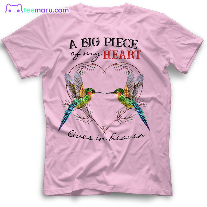 MEBS001 A Big Piece Of My Heart Hummingbird Memorial T-Shirt