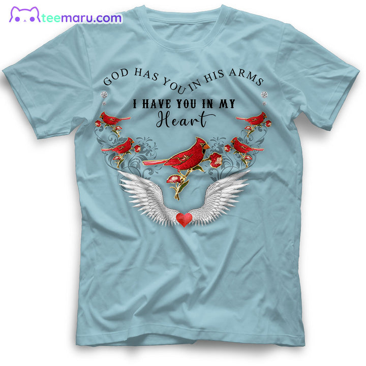 MEBS003 God Has You In His Arms Cardinal Memorial T-Shirt