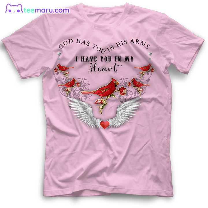 MEBS003 God Has You In His Arms Cardinal Memorial T-Shirt