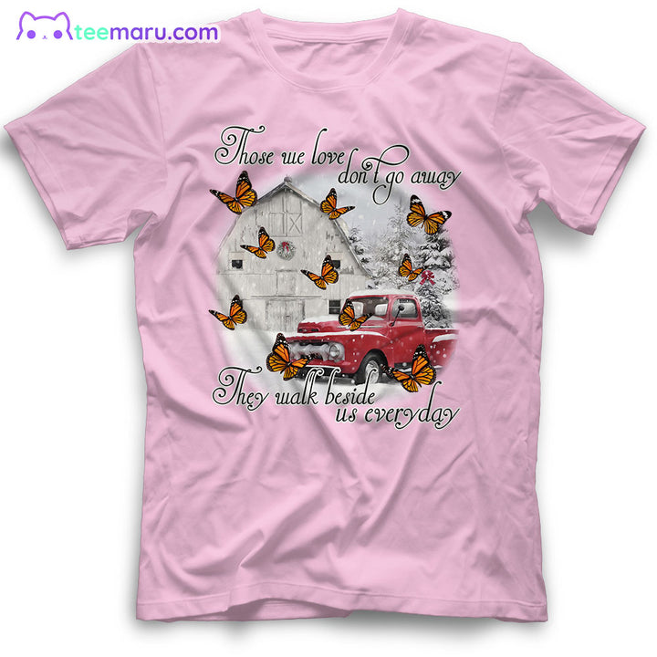 MEBS039 Those We Love Orange Butterfly Red Truck Christmas Memorial T-Shirt