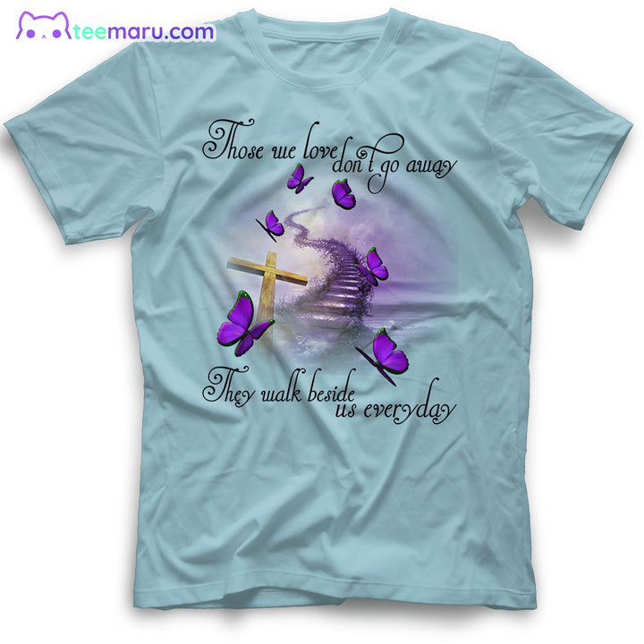 MEBS040 Those We Love Purple Butterfly Stairway Heaven Memorial T-Shirt