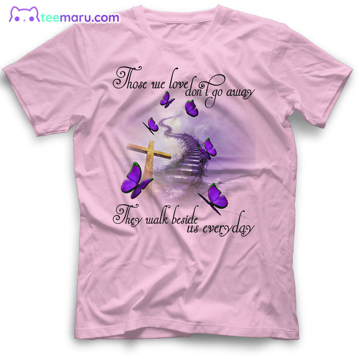 MEBS040 Those We Love Purple Butterfly Stairway Heaven Memorial T-Shirt