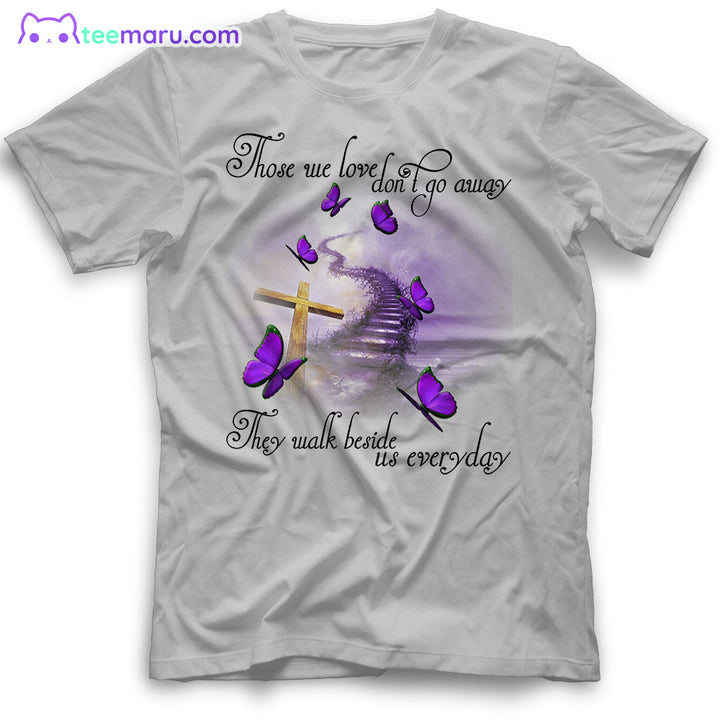 MEBS040 Those We Love Purple Butterfly Stairway Heaven Memorial T-Shirt