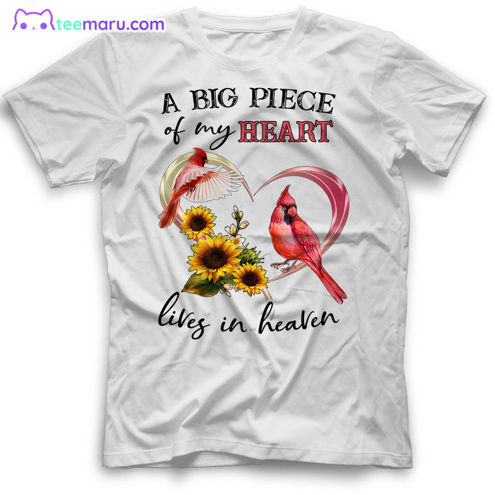 MEBS079 A Big Piece Of My Heart Cardinal Sunflower Memorial T-Shirt