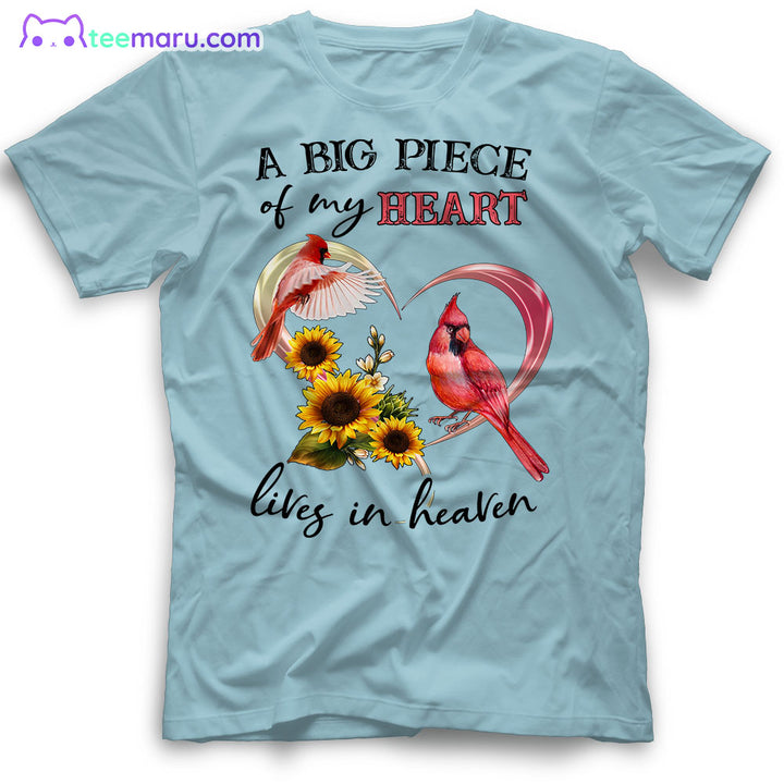 MEBS079 A Big Piece Of My Heart Cardinal Sunflower Memorial T-Shirt