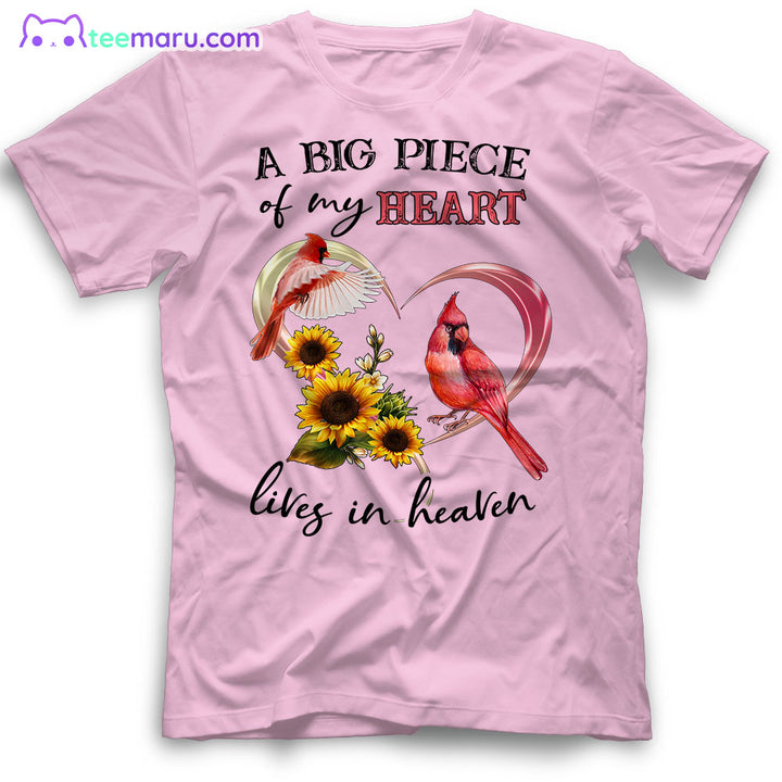 MEBS079 A Big Piece Of My Heart Cardinal Sunflower Memorial T-Shirt