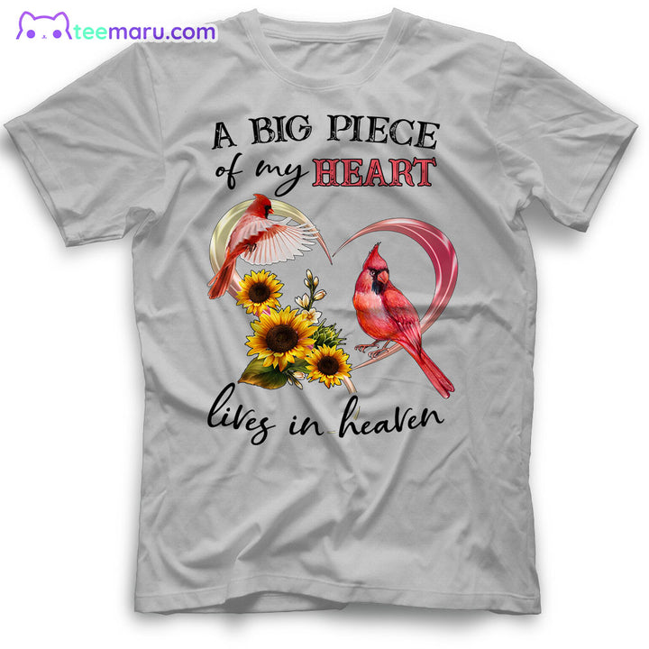 MEBS079 A Big Piece Of My Heart Cardinal Sunflower Memorial T-Shirt