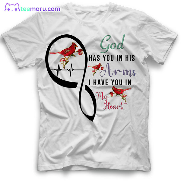 MEBS092 God Has You In His Arms Cardinal Memorial T-Shirt