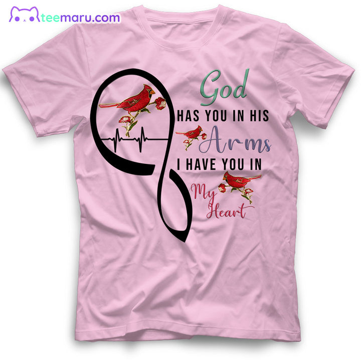 MEBS092 God Has You In His Arms Cardinal Memorial T-Shirt