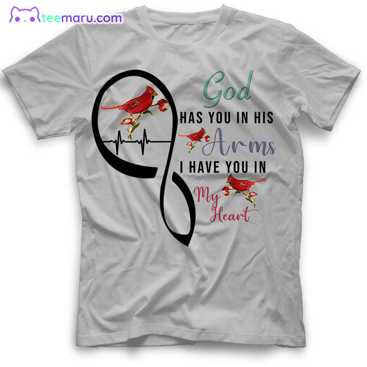 MEBS092 God Has You In His Arms Cardinal Memorial T-Shirt