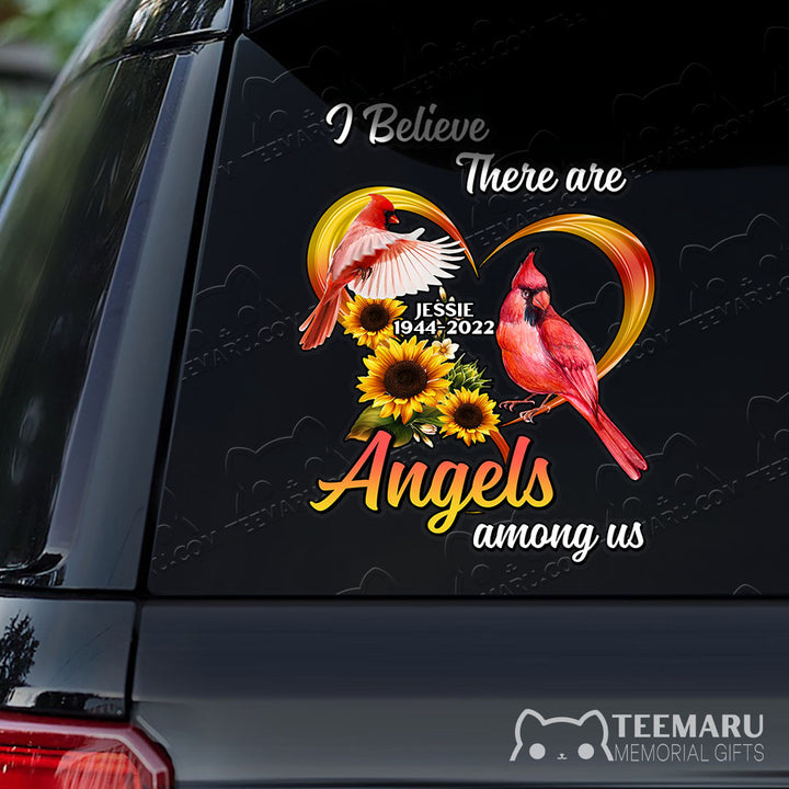 Personalized Cardinal Memorial Car Decal - Sunflower Angels Among Us