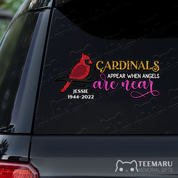 Personalized Cardinals Memorial Car Decal - Angel Near