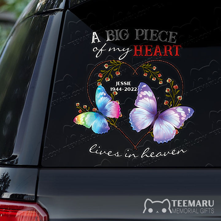 Personalized Colorful Butterfly Memorial Car Decal - Piece Of Heart Heaven