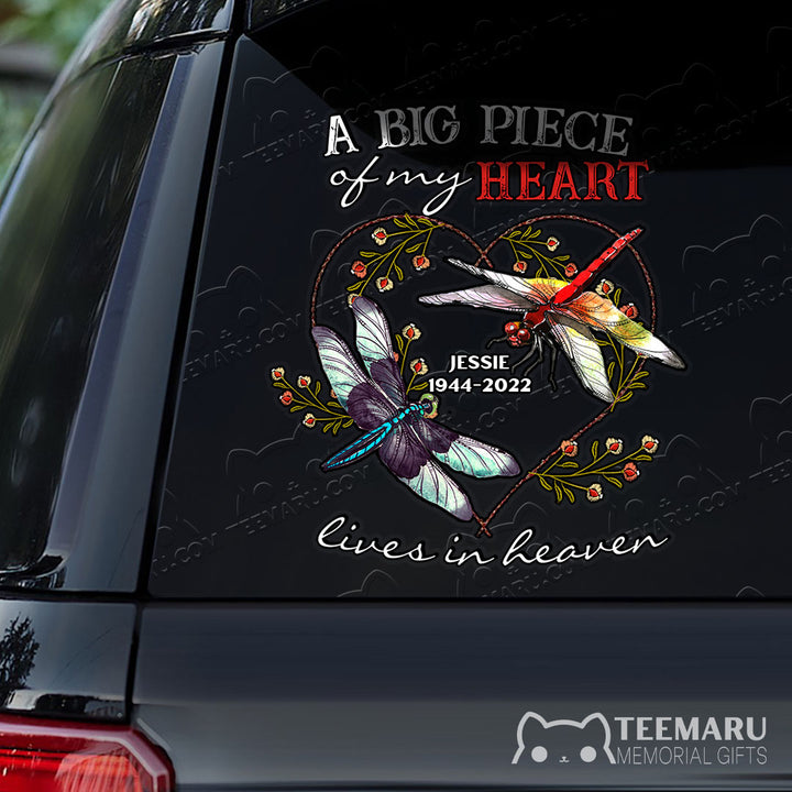 Personalized Dragonfly Memorial Car Decal - Piece Of Heart Heaven