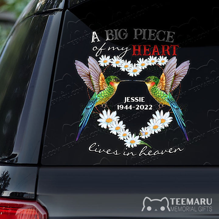 Personalized Hummingbird Memorial Car Decal - Piece Of Heart Heaven