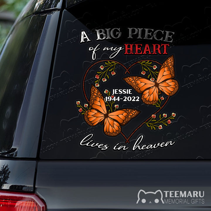 Personalized Orange Butterfly Memorial Car Decal - Piece Of Heart Heaven