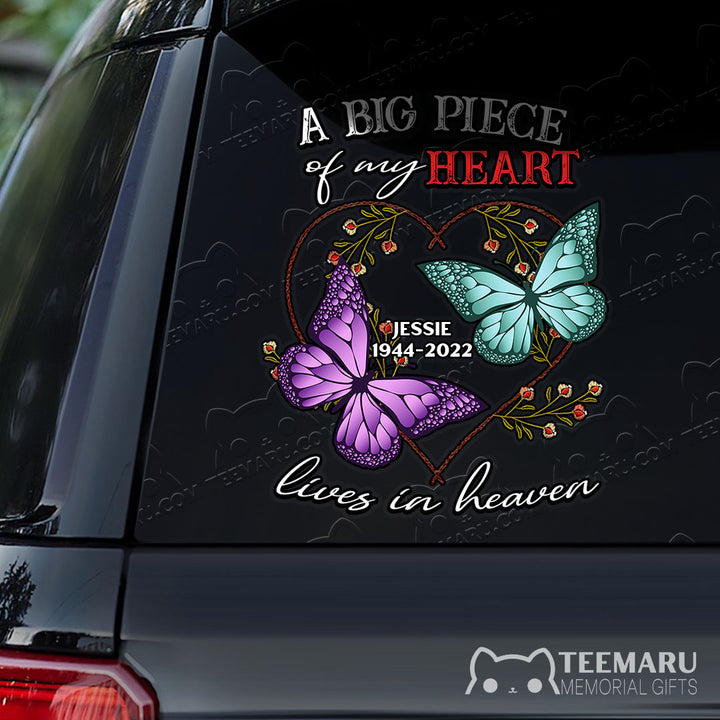 Personalized Purple Turquoise Butterfly Memorial Car Decal - Piece Of Heart Heaven