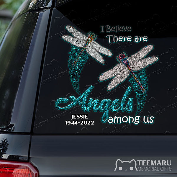 Personalized Dragonfly Memorial Car Decal - Angels Among Us