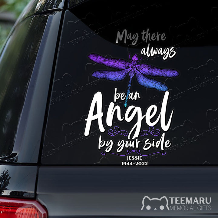 Personalized Purple Dragonfly Memorial Car Decal - Always an Angel by Your Side