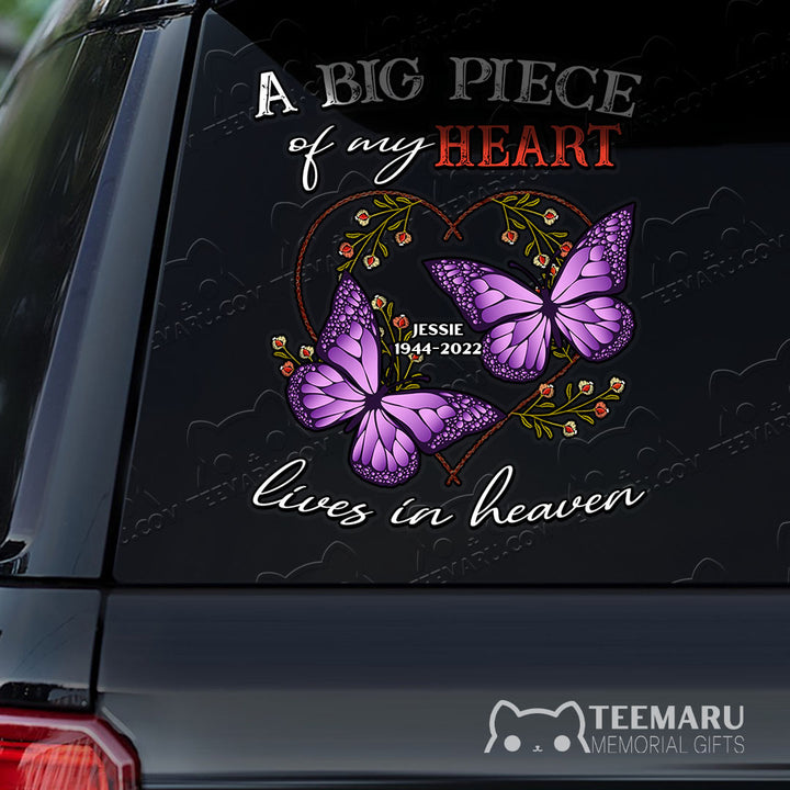 Personalized Purple Butterfly Memorial Car Decal - Piece Of Heart Heaven