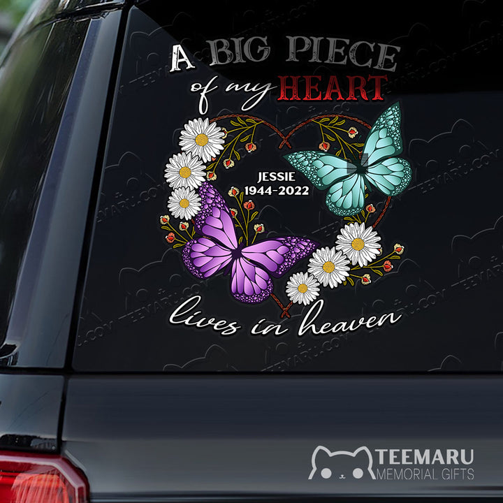 Personalized Daisy Purple and Turquoise Butterfly Memorial Car Decal - Piece Of Heart Heaven