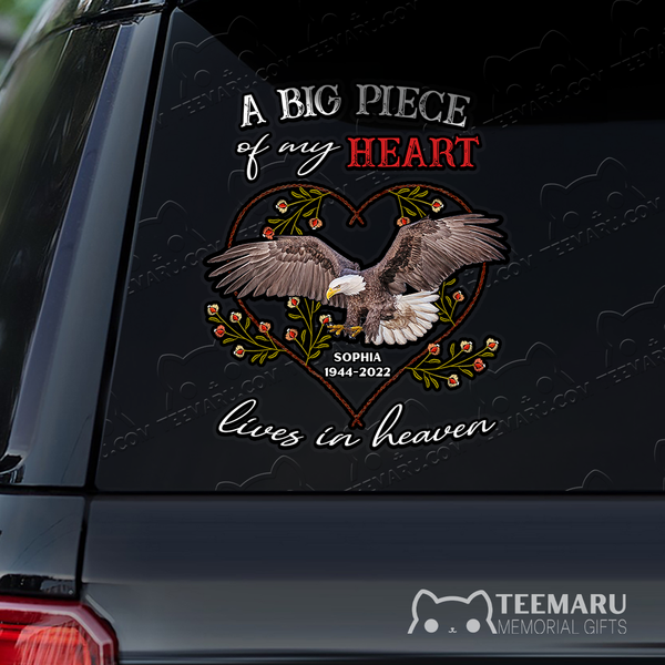 Personalized Eagle Memorial Car Decal - Piece Of Heart Heaven