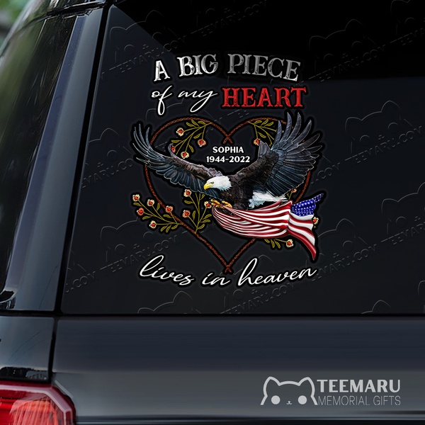 Personalized Eagle Memorial Car Decal - Piece Of Heart Heaven