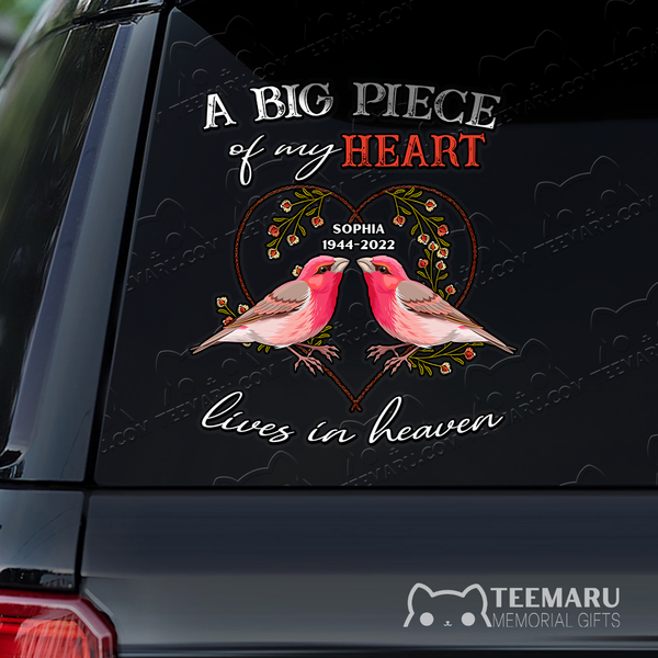 Personalized Finch Memorial Car Decal - Piece Of Heart Heaven