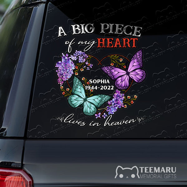 Personalized Lilac Purple Turquoise Butterfly Memorial Car Decal - Piece Of Heart Heaven