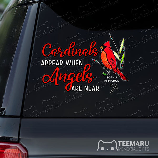 Personalized Cardinal Memorial Car Decal - Angels Near