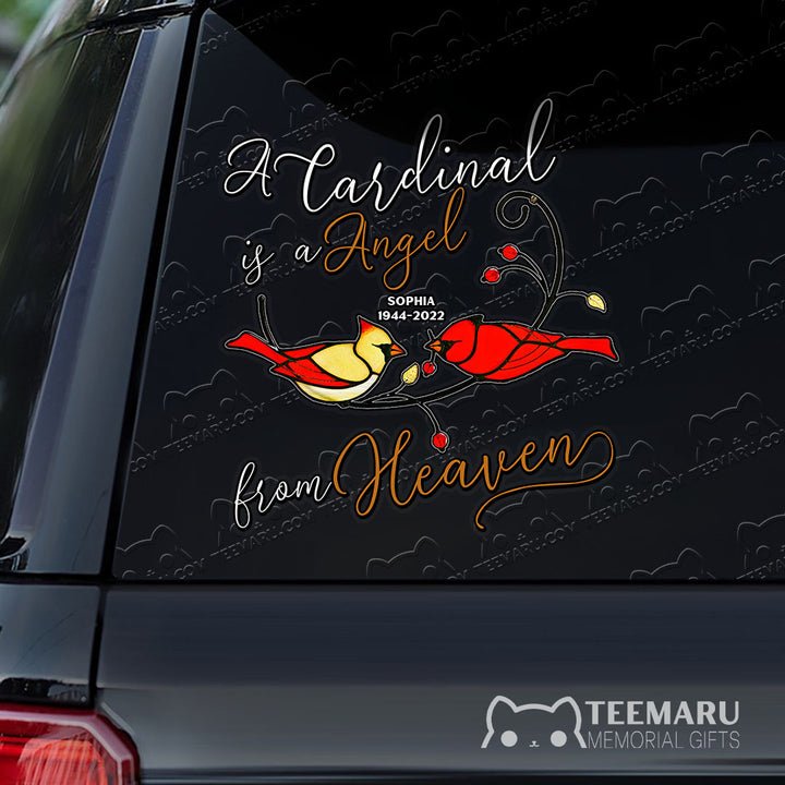 Personalized Cardinal Memorial Car Decal - Angel From Heaven