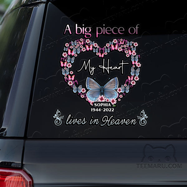 Personalized Blue Butterfly Memorial Car Decal - Piece Of Heart Heaven