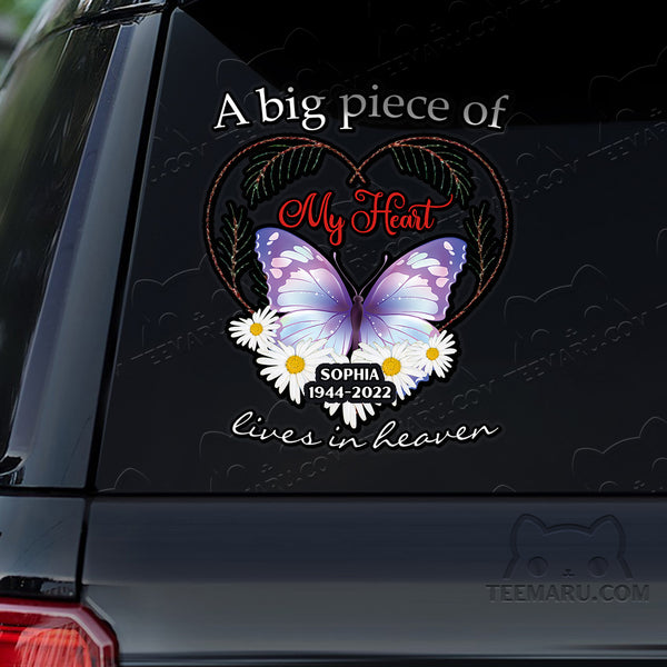 Personalized Daisy Purple Butterfly Memorial Car Decal - Piece Of Heart Heaven