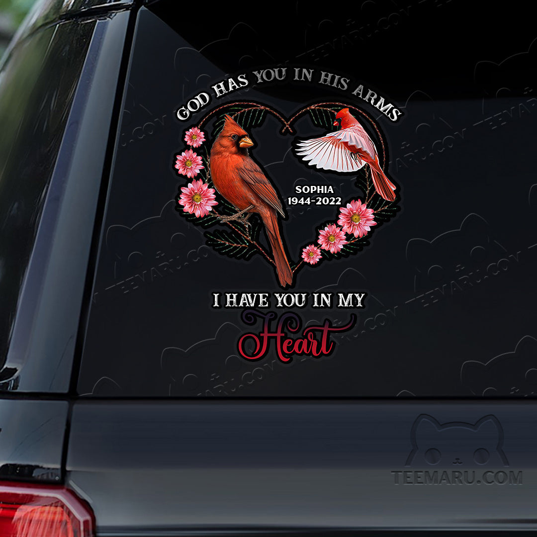 MMDC0347 - Personalized Cardinal Memorial Car Decal - God's Arms, My H ...
