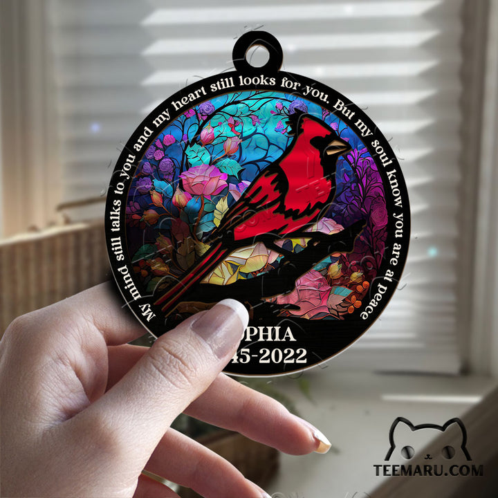 MMSO00202 - Personalized Cardinal Memorial Suncatcher Ornament - My Mind Still Talks To You