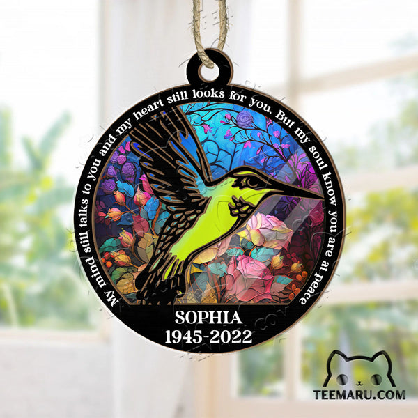 MMSO00201 - Personalized Green Hummingbird Memorial Suncatcher Ornament - My Mind Still Talks To You