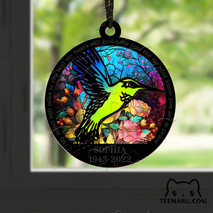 MMSO00201 - Personalized Green Hummingbird Memorial Suncatcher Ornament - My Mind Still Talks To You