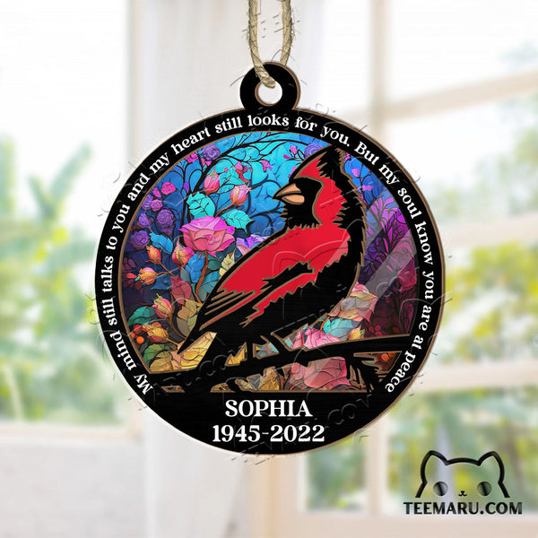 MMSO00201 - Personalized Cardinal Memorial Suncatcher Ornament - My Mind Still Talks To You