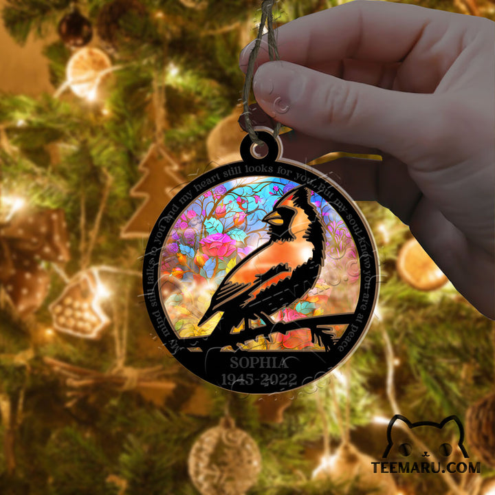 MMSO00201 - Personalized Cardinal Memorial Suncatcher Ornament - My Mind Still Talks To You