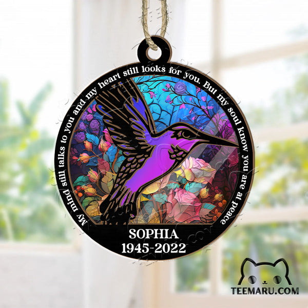 MMSO00202 - Personalized Purple Hummingbird Memorial Suncatcher Ornament - My Mind Still Talks To You